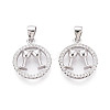 Circle 925 Sterling Silver Micro Pave Clear Cubic Zirconia Pendants STER-T008-84P-1
