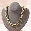 304 Stainless Steel Paperclip Chain Necklaces for Women Men NJEW-A033-02G-1