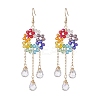 Glass Beaded Ring with Teardrop Dangle Earrings EJEW-JE05262-1