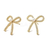 Rack Plating Brass Micro Pave Clear Cubic Zirconia Bowknot Stud Earrings for Women EJEW-P280-27G-1