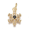 Christmas Brass Micro Pave Cubic Zirconia Charms ZIRC-F111-02G-2