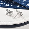 Brass Micro Pave Clear Cubic Zirconia Stud Earrings EJEW-R016-02P-2
