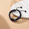 Natural Black Agate(Dyed) & Eyeless Obsidian & Resin Evil Eye Braided Bead Bracelet BJEW-JB08840-03-2