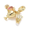 Brass Micro Pave Clear Cubic Zirconia European Dangle Charms KK-K368-28G-2
