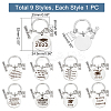 9Pcs 9 Style Graduation Theme 201 Stainless Steel Keychain Clasps KEYC-PH0001-52-4