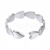 Non-Tarnish 304 Stainless Steel Heart Wrap Open Cuff Ring RJEW-T023-69P-2