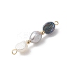 Three-Color Natural Pearl Potato Beaded Connector Charms PALLOY-JF04904-01-4