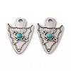 Synthetic Turquoise Half Round Pendants PALLOY-D013-03AS-1