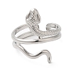 304 Stainless Steel Snake Open Cuff Ring for Women RJEW-I098-01P-2