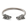 Dragon Head 304 Stainless Steel Open Cuff Bangles for Women BJEW-E094-23AS-2