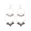 Bat with Moon Phase Alloy Dangle Earrings EJEW-G345-02AS-1