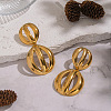Hollow Flat Round 304 Stainless Steel Dangle Stud Earrings LS-FY9579-1-1