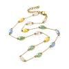 304 Stainless Steel with Glass Necklaces NJEW-B077-09G-1