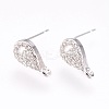 Brass Micro Pave Cubic Zirconia Stud Earring Findings LS-KK-F753-04P-RS-1