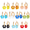 10 Pairs 10 Colors Handmade Lampwork with 304 Stainless Steel Hoop Earrings EJEW-WR00001-1
