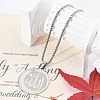 201 Stainless Steel Flat Round with Arabic Pendant Box Chain Necklaces for Women Men NJEW-R013-03P-1