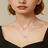1Pc Brass Pave Natural Rose Quartz Hexagon Pendant Necklaces NJEW-LP0009-34-1