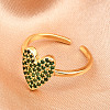 Brass Micro Pave Cubic Zirconia Cuff Rings for Women RJEW-Z113-01G-02-4