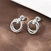 304 Stainless Steel Textured Ring Stud Earrings EJEW-P324-03P-3