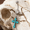 Cowboy Theme 304 Stainless Steel Pave Synthetic Turquoise Curved Barbell Dangle Belly Rings FS-WGEFD82-03-1
