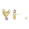 Cubic Zirconia Heart Stud Earrings EJEW-N011-71-3
