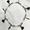 Bohemian Style Alloy Feather Charm Tassel Plastic Seed Beaded Stretch Anklets FS-WGB8A48-04-1