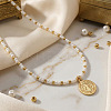 304 Stainless Steel Saint Benedict Medal Pendant Glass and Brass Beaded Short Necklaces for Women Daily Wear AB8901-2
