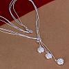 Popular Silver Color Plated Brass 3-strand Snake Chain Necklaces NJEW-BB12689-3