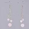 Natural Rose Quartz Dangle Earrings EJEW-JE02813-03-1