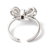 Bowknot Brass Micro Pave Clear Cubic Zirconia Open Cuff Rings for Women LS-RJEW-C098-08P-3
