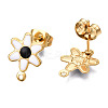 304 Stainless Steel Enamel Stud Earring Findings STAS-T052-43G-M-3