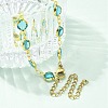 304 Stainless Steel Flat Round Acrylic Rhinestone Cup Chain Anklets for Women LS-AJEW-B031-02G-03-3