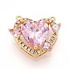 Brass Micro Pave Cubic Zirconia Charms KK-N261-05G-1