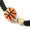 Sport Theme Acylic & Brass Heart Braided Bead Bracelet BJEW-JB09713-4