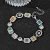 Brass Micro Pave Clear Cubic Zirconia Link Chain Bracelets for Women BJEW-C156-03P-2