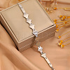 304 Stainless Steel Geometric Rhombus Link Chain Bracelets for Women WG21875-01-3