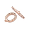 Oval Brass Micro Pave Clear Cubic Zirconia Toggle Clasps KK-G548-25-3