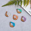 Transparent Resin & Walnut Wood Pendants RESI-CJ0001-74-5