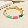 Vintage Zinc Alloy Enamel Bamboo Hinged Cuff Bangles for Women BF0651-2-1