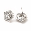 Rack Plating Brass Micro Pave Cubic Zirconia Stud Earrings for Women EJEW-H091-13P-2