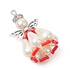 Pearlized Glass Pearl Beads  Pendants PALLOY-MZ00487-03-3