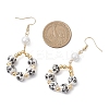 Printed Porcelain Round Dangle Earrings EJEW-JE06838-01-4