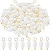 60Pcs 2 Colors Natural Cultured Freshwater Pearl Round Charms with Brass Loops PALLOY-HS00005-1