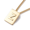 Stainless Steel Initial Letter Rectangle Pendant Necklace for Men Women LS-NJEW-E090-01G-26-1