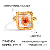 304 Stainless Steel with Enamel Flower Open Rings for Women VV0742-3-1