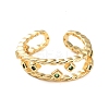 Rack Plating Brass Micro Pave Cubic Zirconia Open Cuff Rings for Women RJEW-U026-04G-01-3