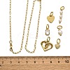 Cubic Zirconia & Shell Pearl Heart Round Pendant & Necklaces & Bracelets Sets SJEW-Q002-02G-3