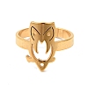 Ion Plating(IP) 201 Stainless Steel Owl Finger Ring for Women RJEW-G266-07G-1