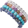 4Pcs Constellation 8mm Round Natural White Jade & Blue Spot Jasper BJEW-JB10631-5