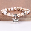 8MM Round Dyed Synthetic Turquoise Beaded Stretch Bracelets with Alloy Butterfly Charms FQ7211-16-1